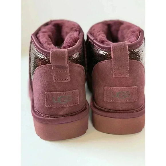 UGG CLASSIC ULTRA MINI MIRROR BALL WILD GRAPE WOMAN'S BOOTS SIZE 8 AUTHENTIC NEW - Picture 9 of 10